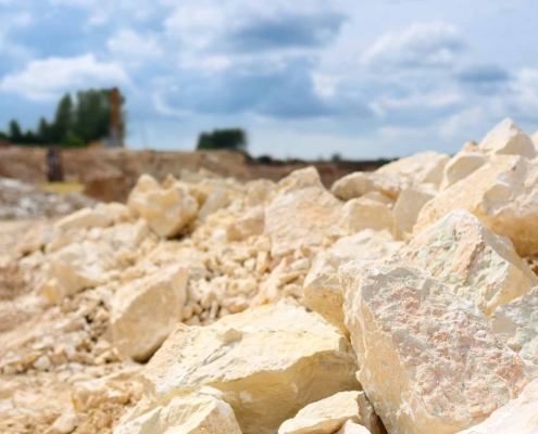 rocks in a limestone quarry close-up