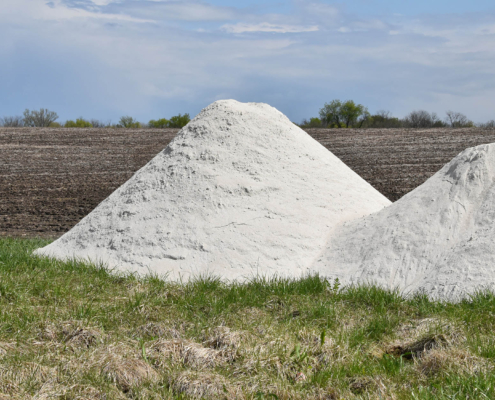Close up view of a pile of crushed limestone